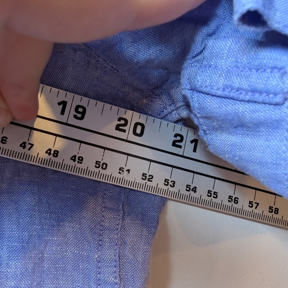 AX Armani Exchange Men's Medium 100% Linen Blue Button Down Short Sleeve Top - Picture 8 of 8